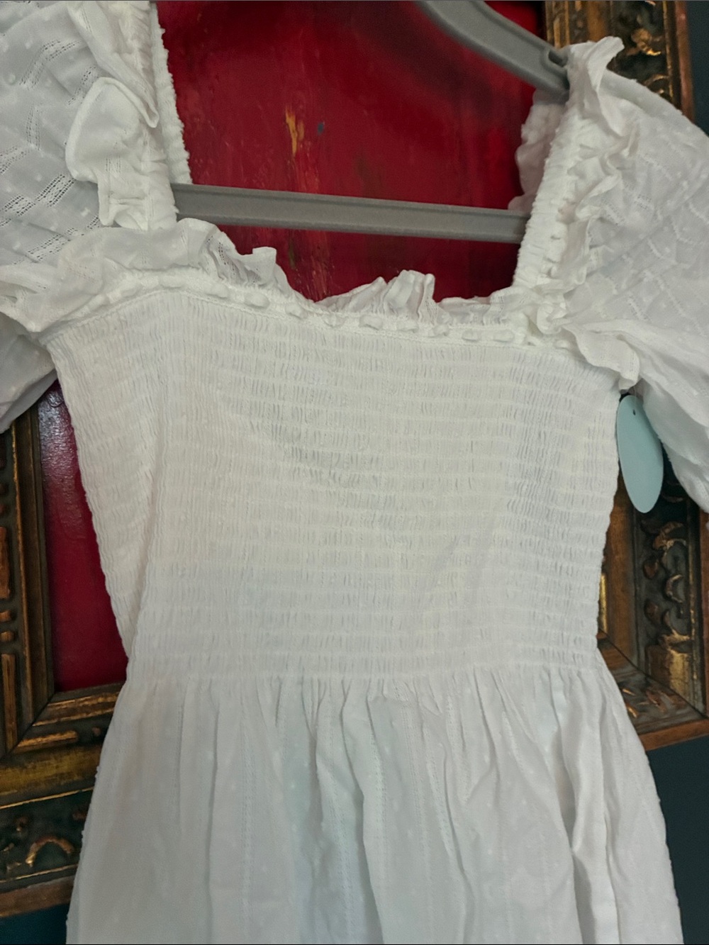 Hill House White Smocked Nap Dress with Ruffled Neck - Picture 4 of 7